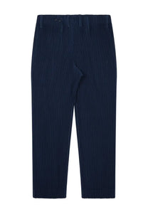 Navy blue pleated trousers homme plisse issey miyake men’s pantalone plissettato blue with sleek modern design