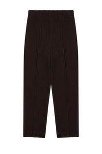 Black pleated Homme Plisse Issey Miyake men’s trousers with structured minimalist design in tuxedo style