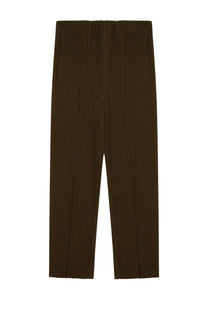 Brown homme plisse issey miyake men’s pleated trousers with structured minimalist design for formal wear