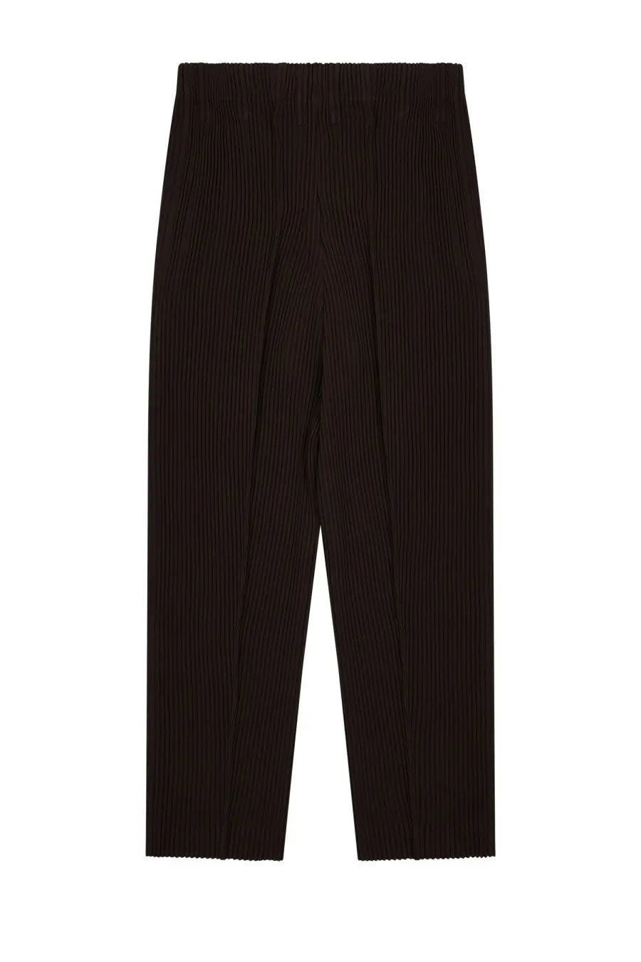 Black homme plisse issey miyake high-waisted pleated trousers with straight-leg cut and ribbed fabric