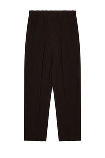 Black homme plisse issey miyake high-waisted pleated trousers with straight-leg cut and ribbed fabric