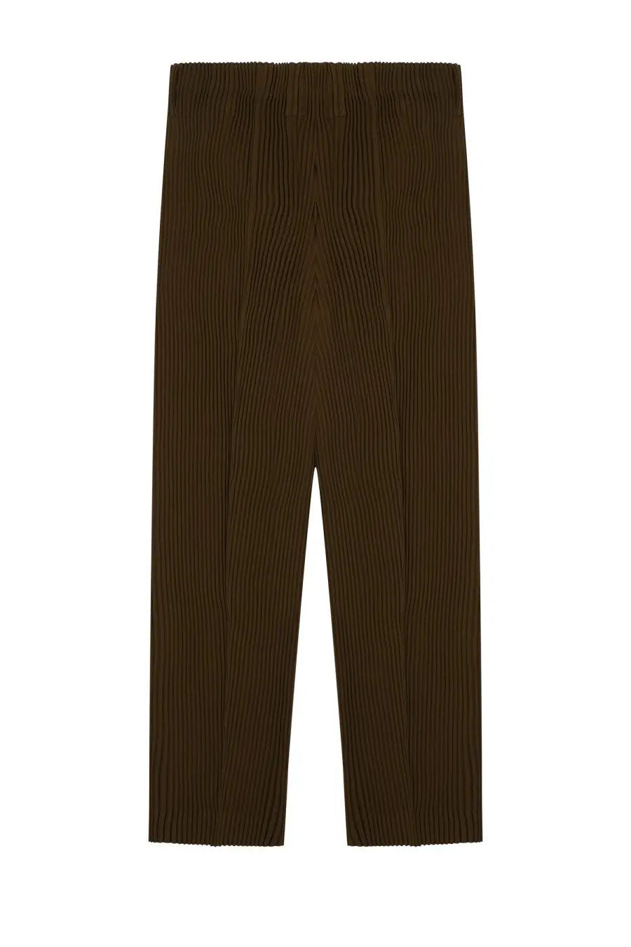 Brown pleated Homme Plisse Issey Miyake men’s tuxedo trousers with structured minimalist design