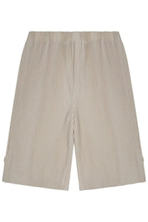Beige pleated homme plisse issey miyake men’s shorts with wide-leg cut and elastic waistband