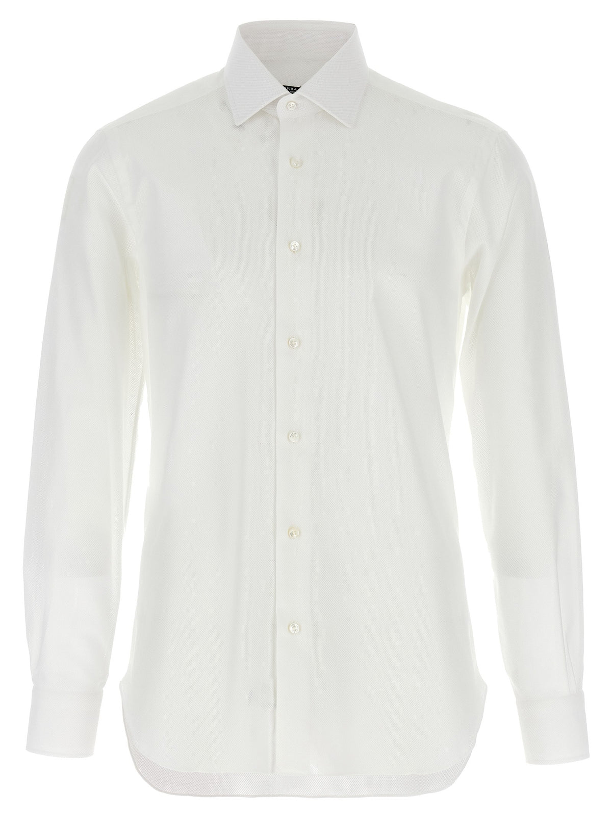 Barba Honeycomb Cotton Shirt White