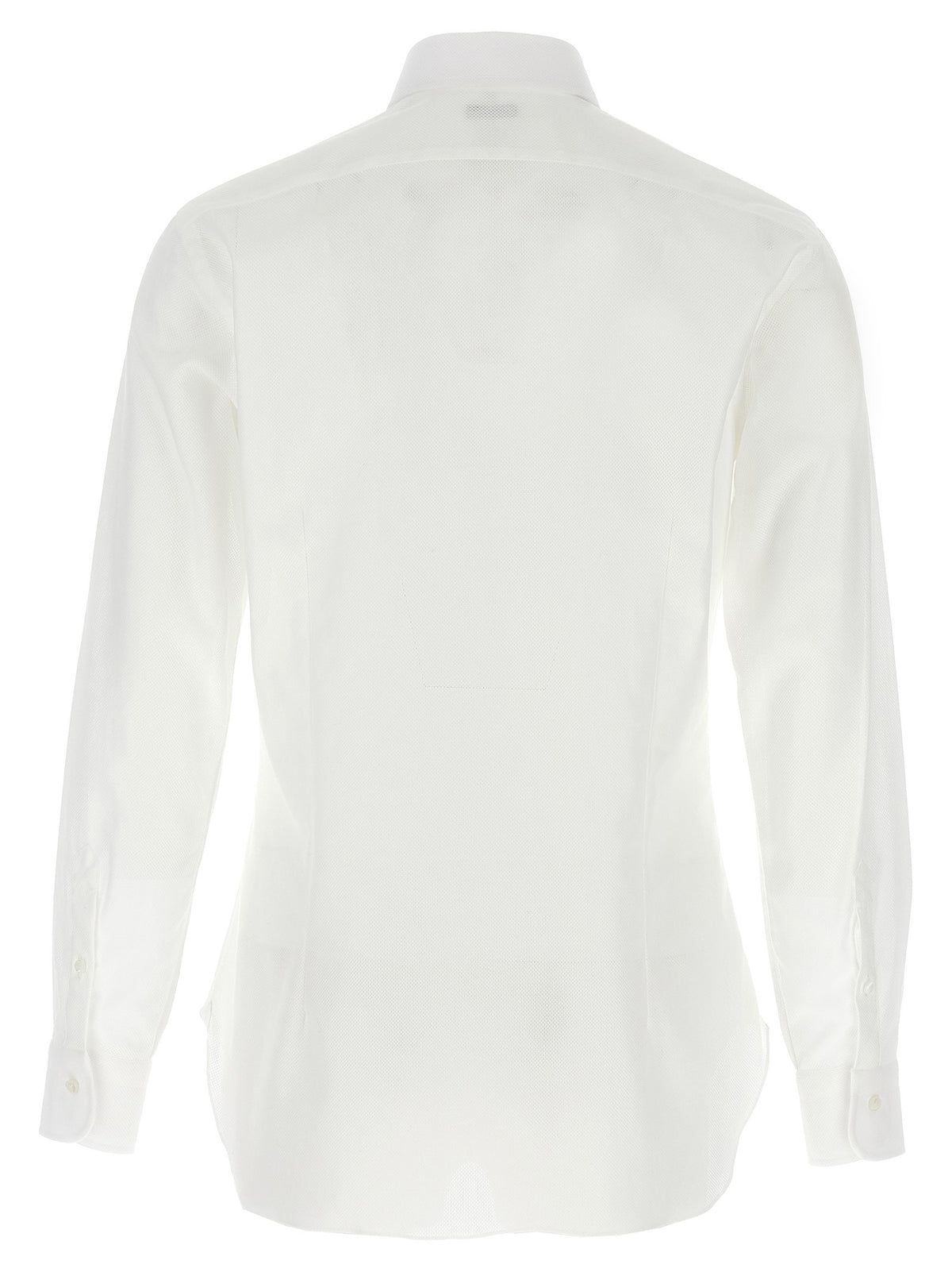 Barba Honeycomb Cotton Shirt White