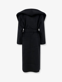 Toteme Women's Hooded Belted Wool Coat Black
