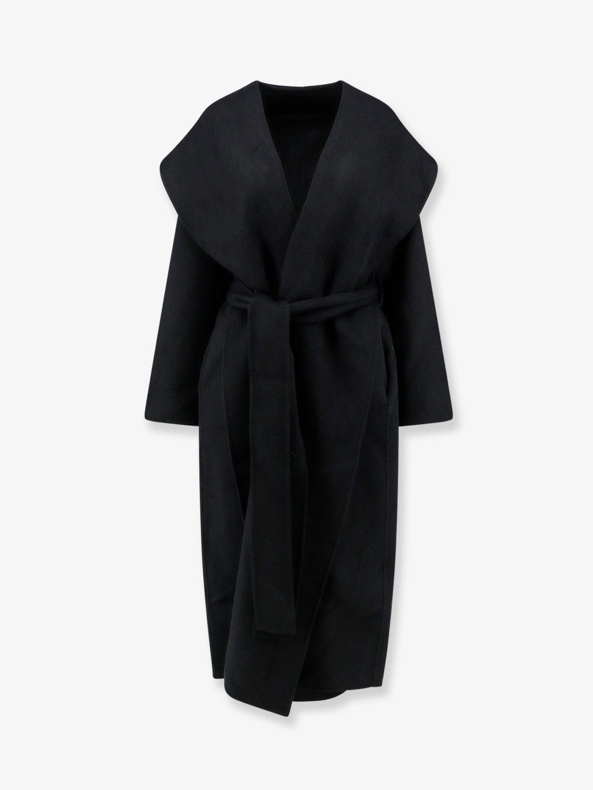 Toteme Women's Hooded Belted Wool Coat Black