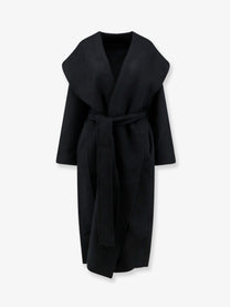 Toteme Women's Hooded Belted Wool Coat Black
