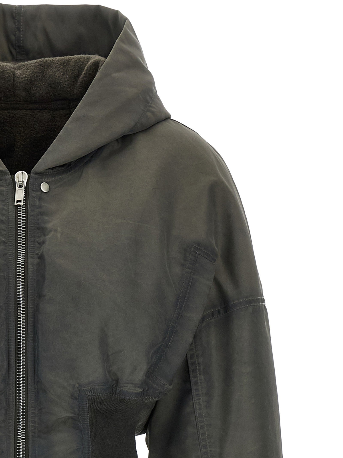 DRKSHDW Hooded Cropped Flight Bomber Jacket Grey, view 3