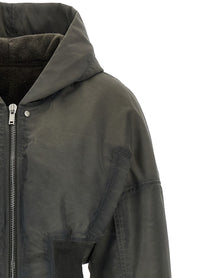 DRKSHDW Hooded Cropped Flight Bomber Jacket Grey, view 3