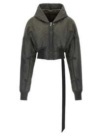 DRKSHDW Hooded Cropped Flight Bomber Jacket Grey