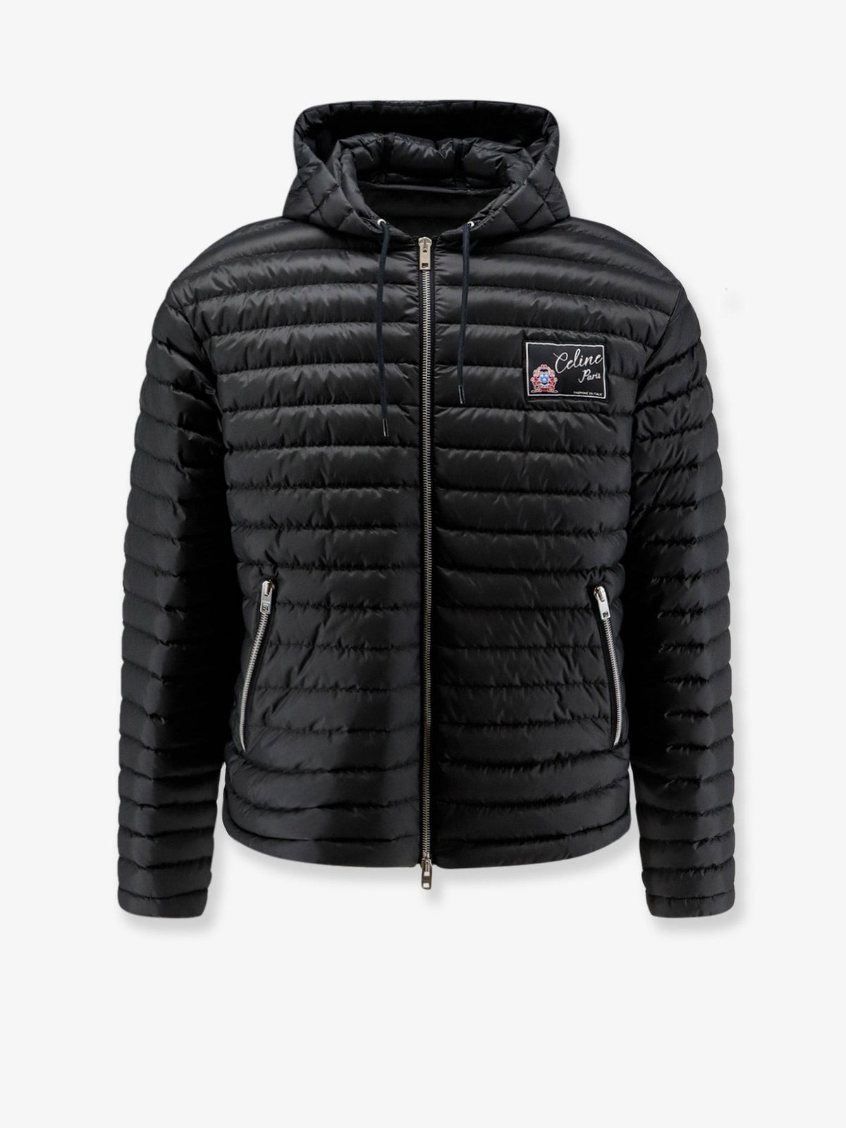 Celine Men's Hooded Quilted Down Jacket Black