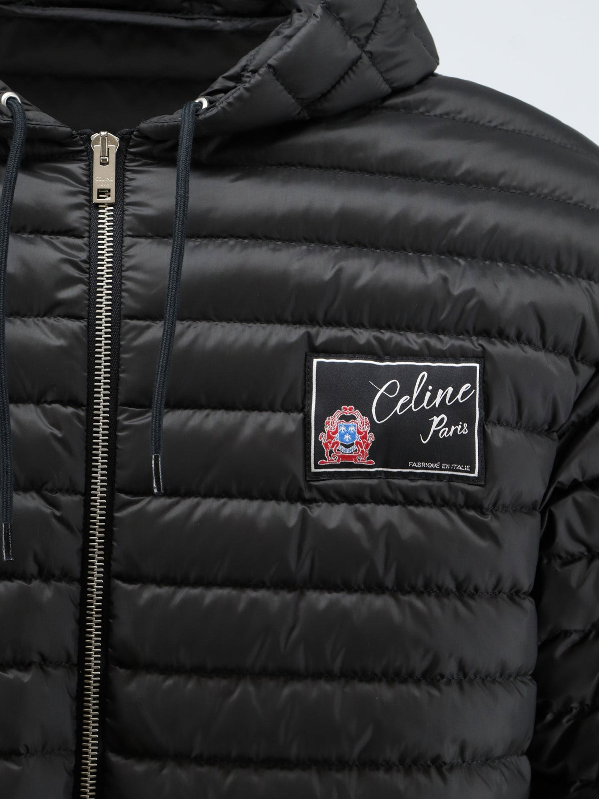 Celine Men's Hooded Quilted Down Jacket Black