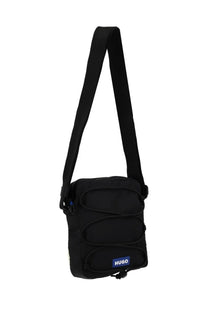 HUGO BOSS men’s black crossbody bag with three horizontal elasticated compartments and adjustable strap