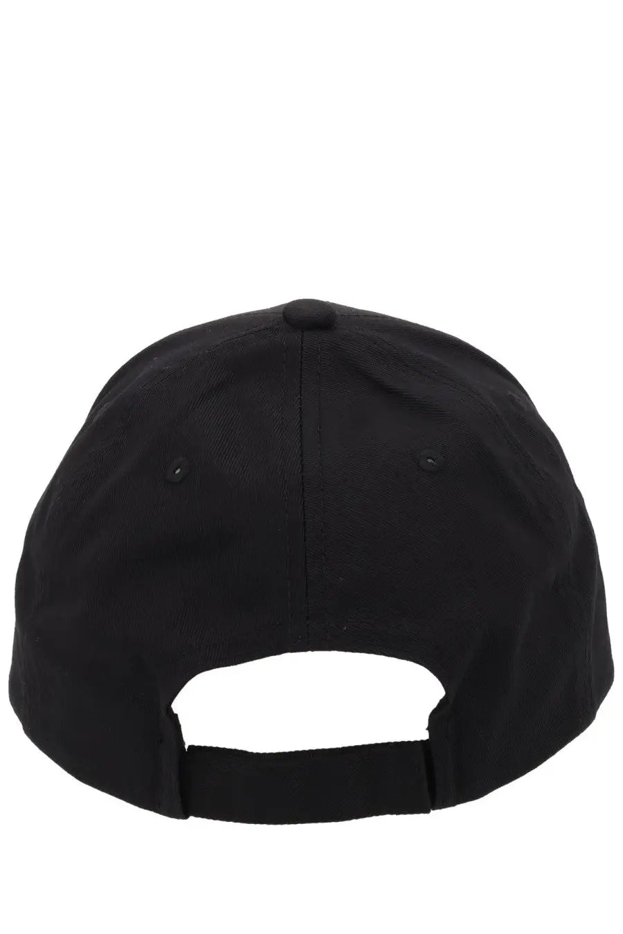Hugo boss men’s black baseball hat with simple structured design and adjustable strap shown from the back side