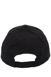Hugo boss men’s black baseball hat with simple structured design and adjustable strap shown from the back side