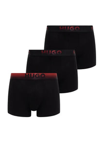 Hugo boss men’s black boxer briefs with red gradient waistband featuring the brand logo for everyday use