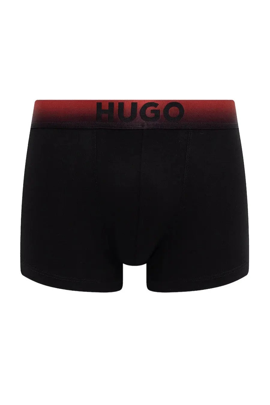 Hugo boss men’s black boxer shorts with red waistband featuring brand name in black lettering for comfortable wear