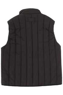 Hugo Boss men’s Breno black quilted sleeveless vest with vertical stitching and collar for casual wear