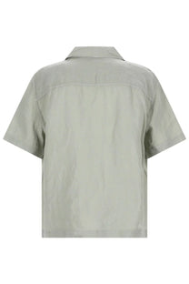 Hugo boss men’s camicia exolino green light gray short-sleeved button-up shirt with classic collar and subtle stitching