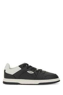 Hugo Boss men’s leather sneaker black with sleek leather upper white midsole and subtle side branding in low-top style