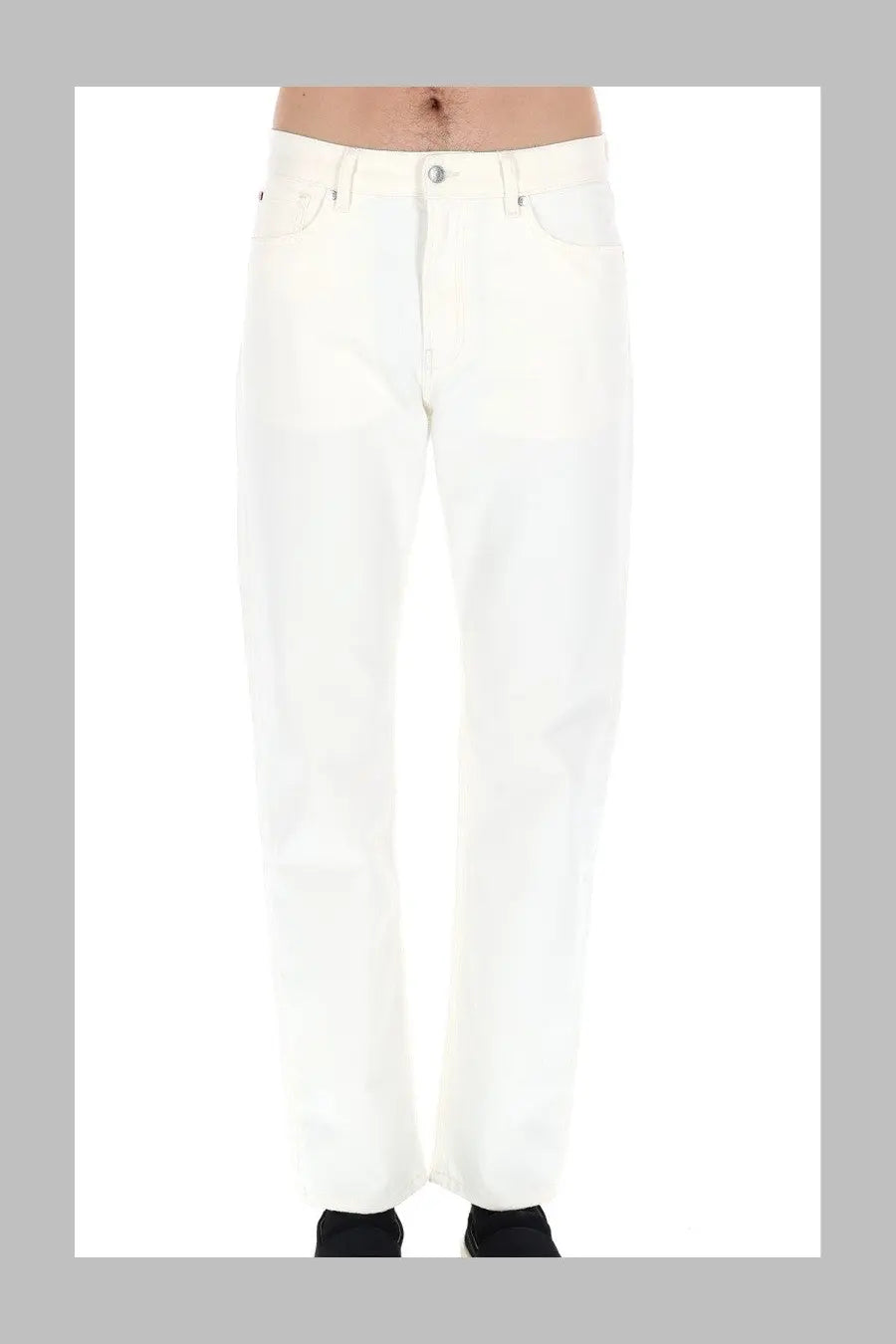 Hugo boss men’s pantalone in cotone pink white denim jeans with straight-leg cut and classic five-pocket design