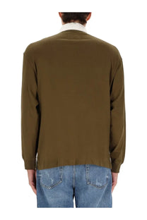Hugo Boss men’s olive green long-sleeved knit sweater with ribbed hem and cuffs