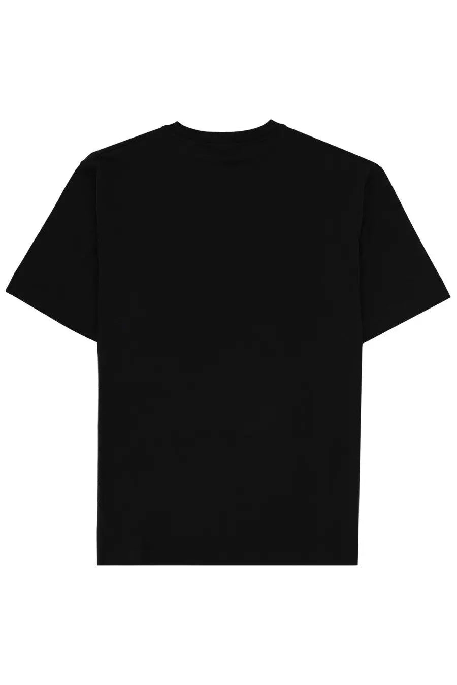 Back view of hugo boss men’s black short-sleeved t-shirt with plain solid fabric ideal for casual wear
