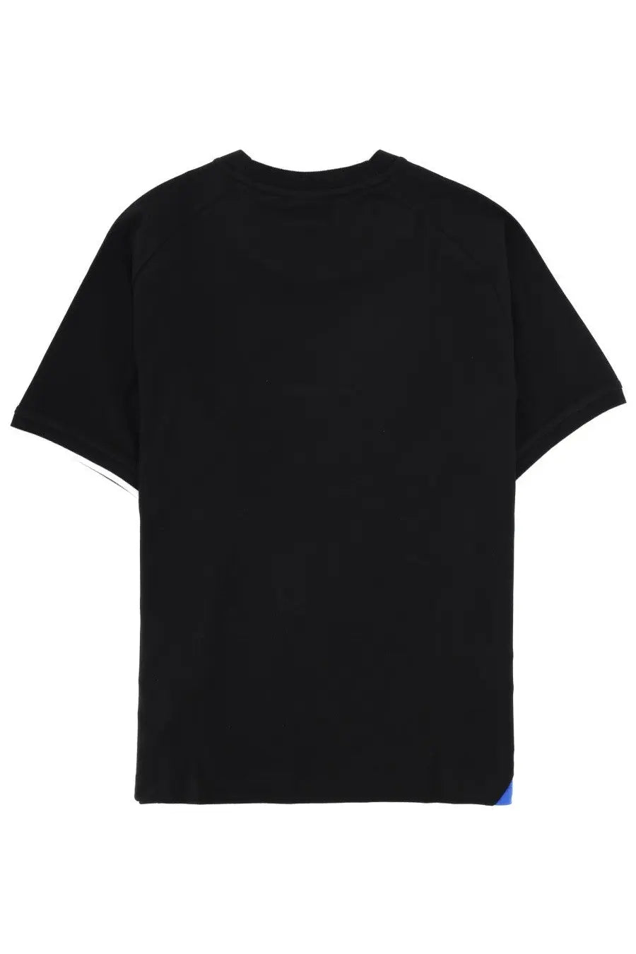 Hugo boss men’s black short-sleeved t-shirt with subtle blue trim on sleeve cuffs and hem in cotton blend