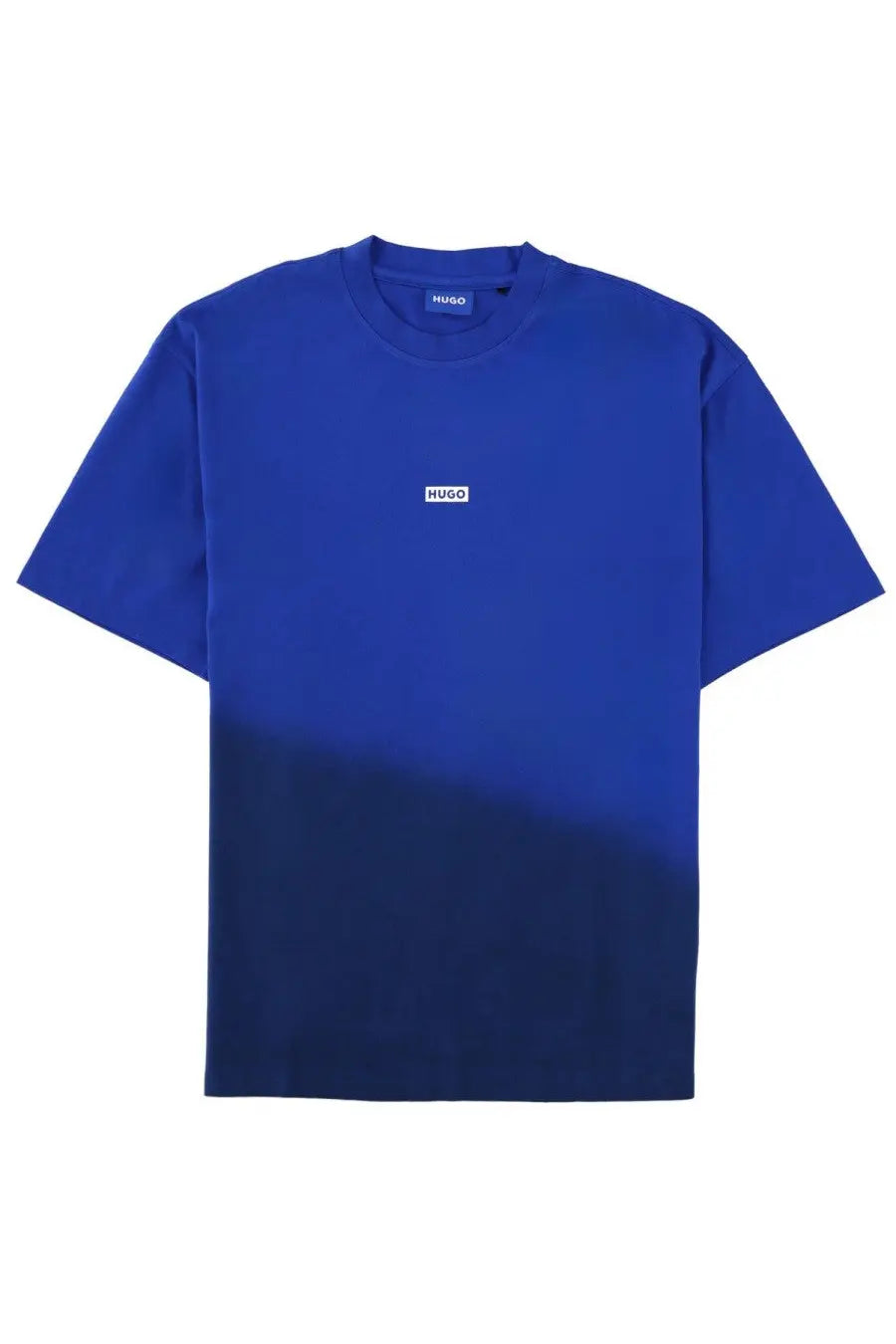 Hugo Boss men’s shirt Nalono con blue vibrant royal blue t-shirt with gradient fade and white logo patch on chest