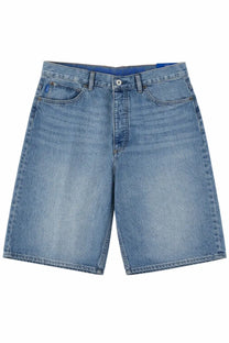 Hugo Boss men’s light-wash denim shorts mason blue with classic five-pocket design and blue stitching