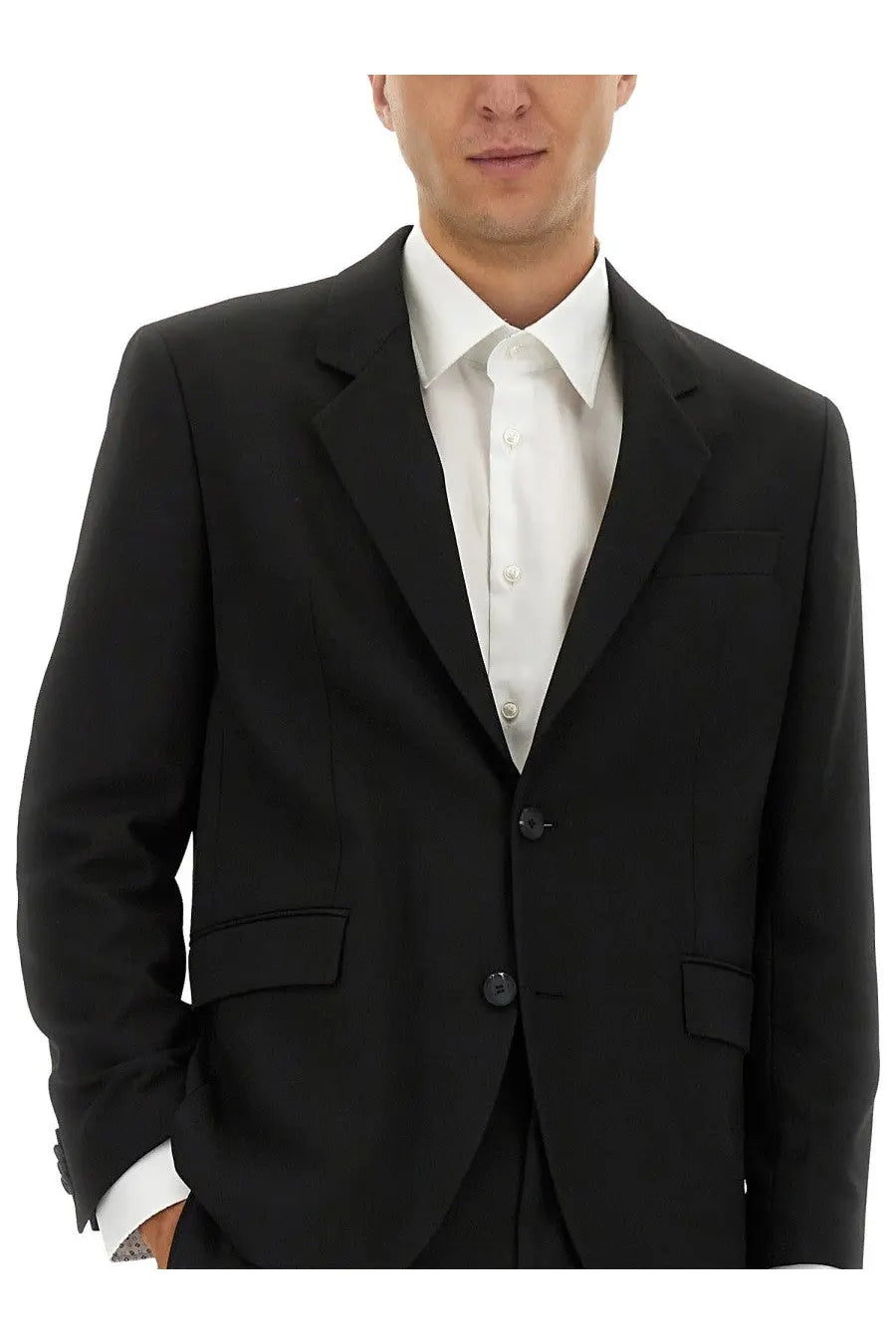 Hugo Boss men’s slim fit dress black tailored suit jacket with notched lapels and two front buttons