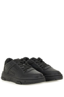 Hugo Boss men’s black leather sneakers with chunky sole and perforated detailing for stylish comfort