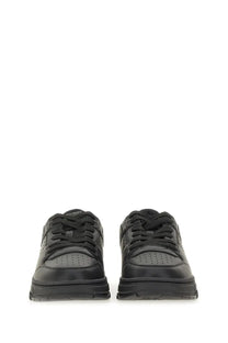 Hugo Boss men’s black leather sneakers with perforated detailing and a chunky sole for casual wear