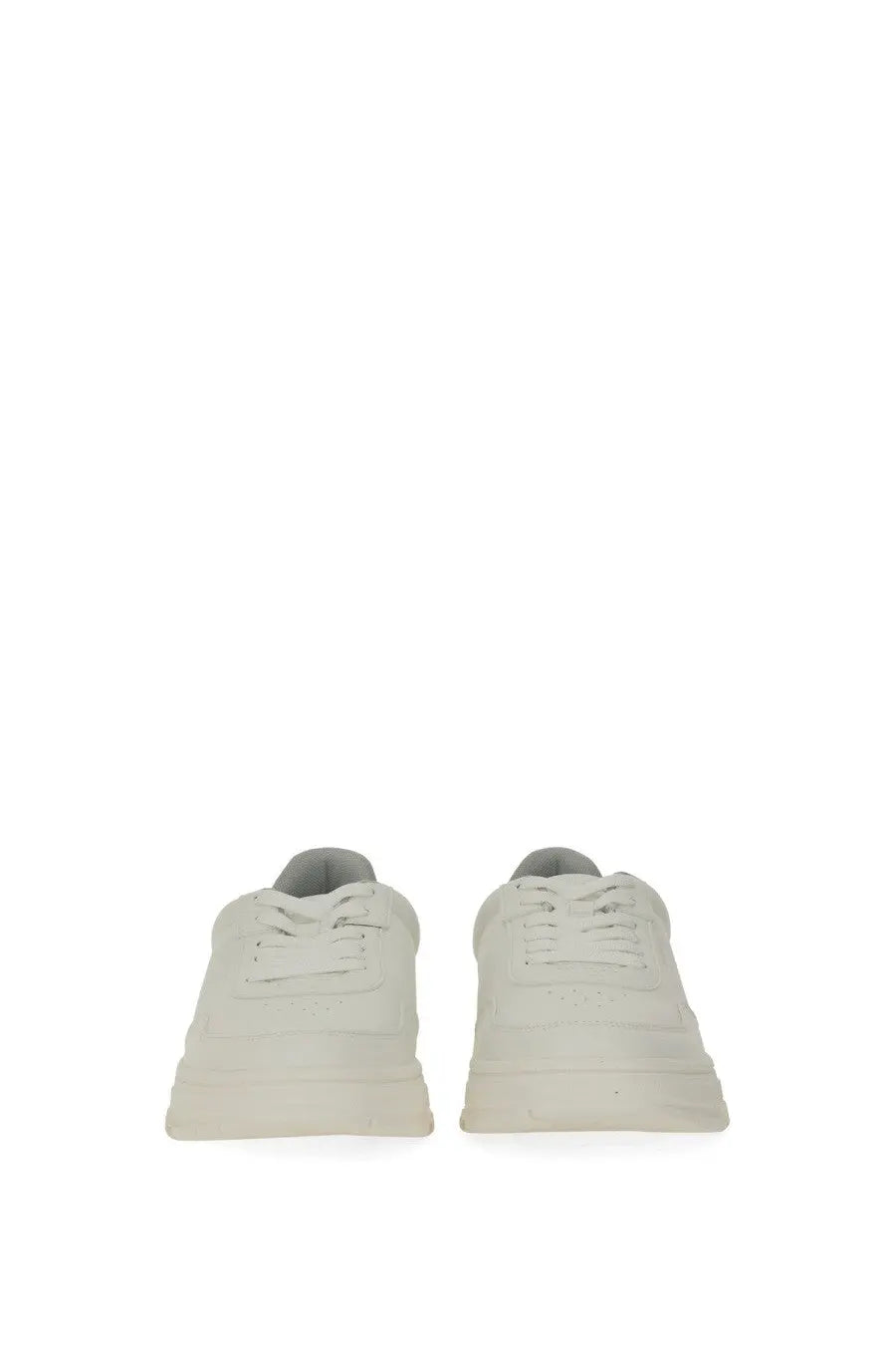 Hugo Boss men’s off-white leather low-top sneakers with gray accents for casual wear