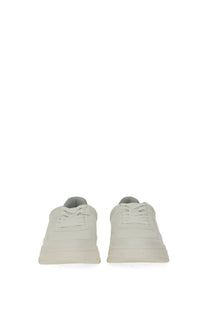 Hugo Boss men’s off-white leather low-top sneakers with gray accents for casual wear