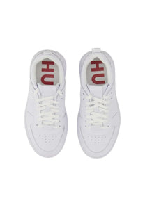 Hugo Boss men’s white sneakers with red branding on the insole featuring a clean minimalist design