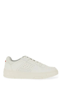 Hugo Boss men’s Yarrow sneaker white leather low-top with perforated panel and chunky sole front view