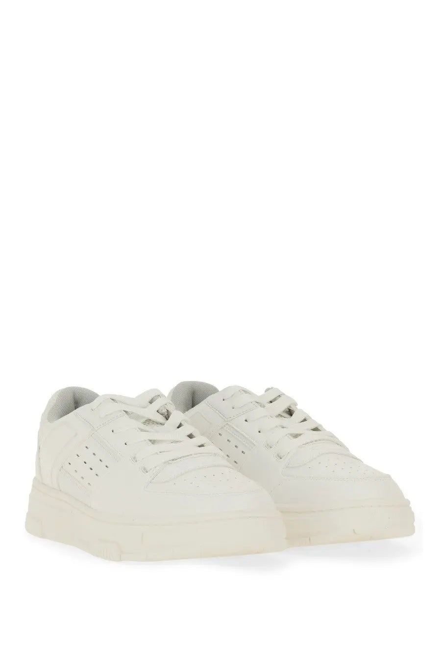 Hugo boss men’s yarrow sneaker white leather with perforated detailing and chunky sole