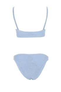 Light blue knitted bikini set with thin straps and woven texture from hunza g women’s costume bikini cassie blue