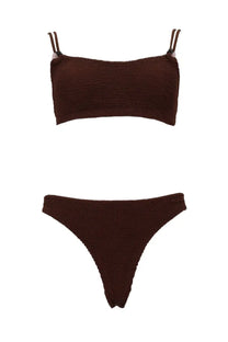 Brown knitted bikini set with thin straps from hunza g womens costume bikini cassie brown collection