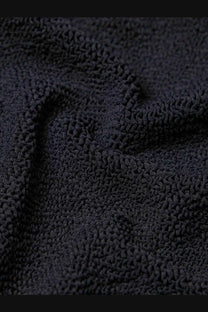 Hunza g womens crinkle fabric one piece swimsuit in black with a plush textured towel looped weave design