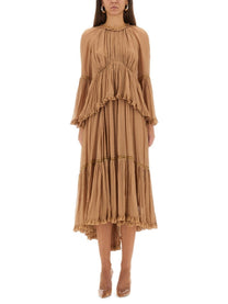 Zimmermann Women's Hypnotic Peplum Ruffle Dress Beige