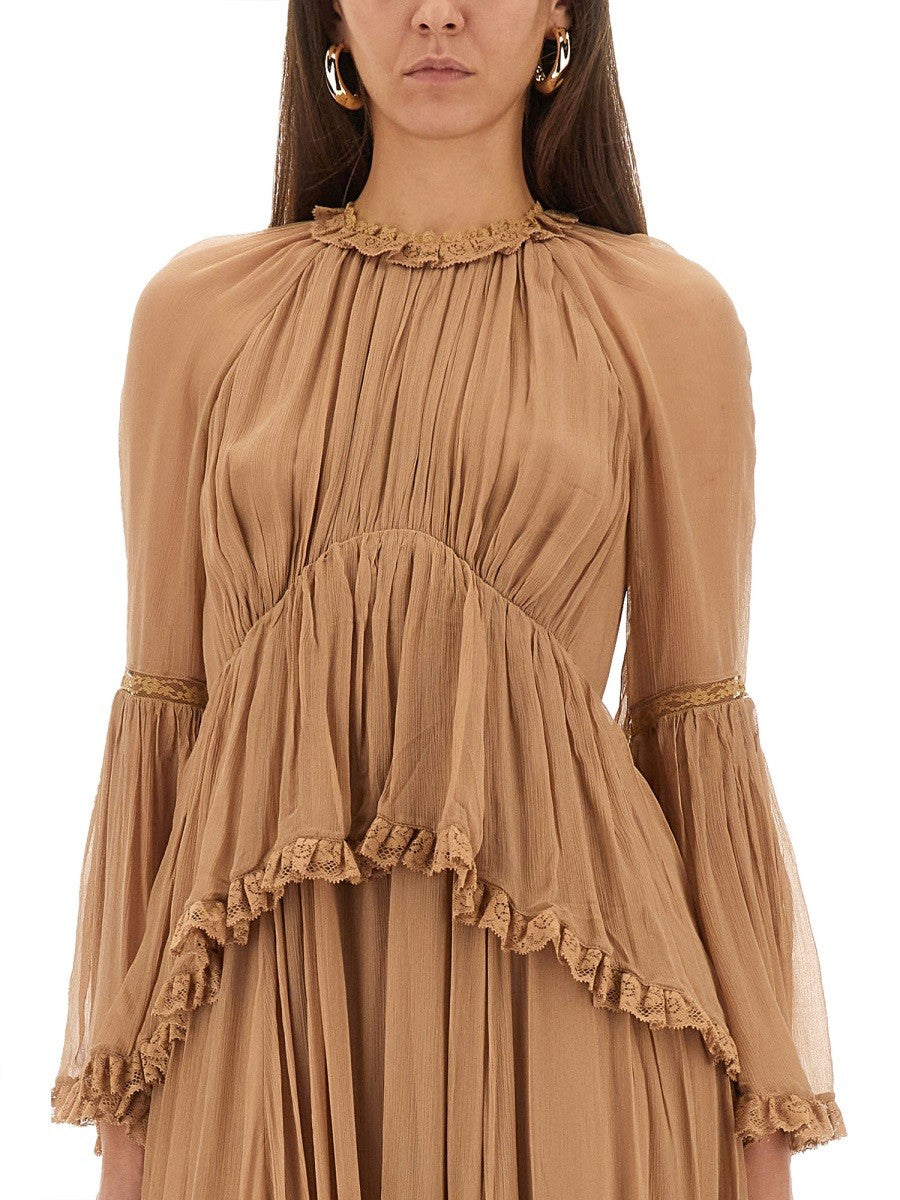 Zimmermann Women's Hypnotic Peplum Ruffle Dress Beige