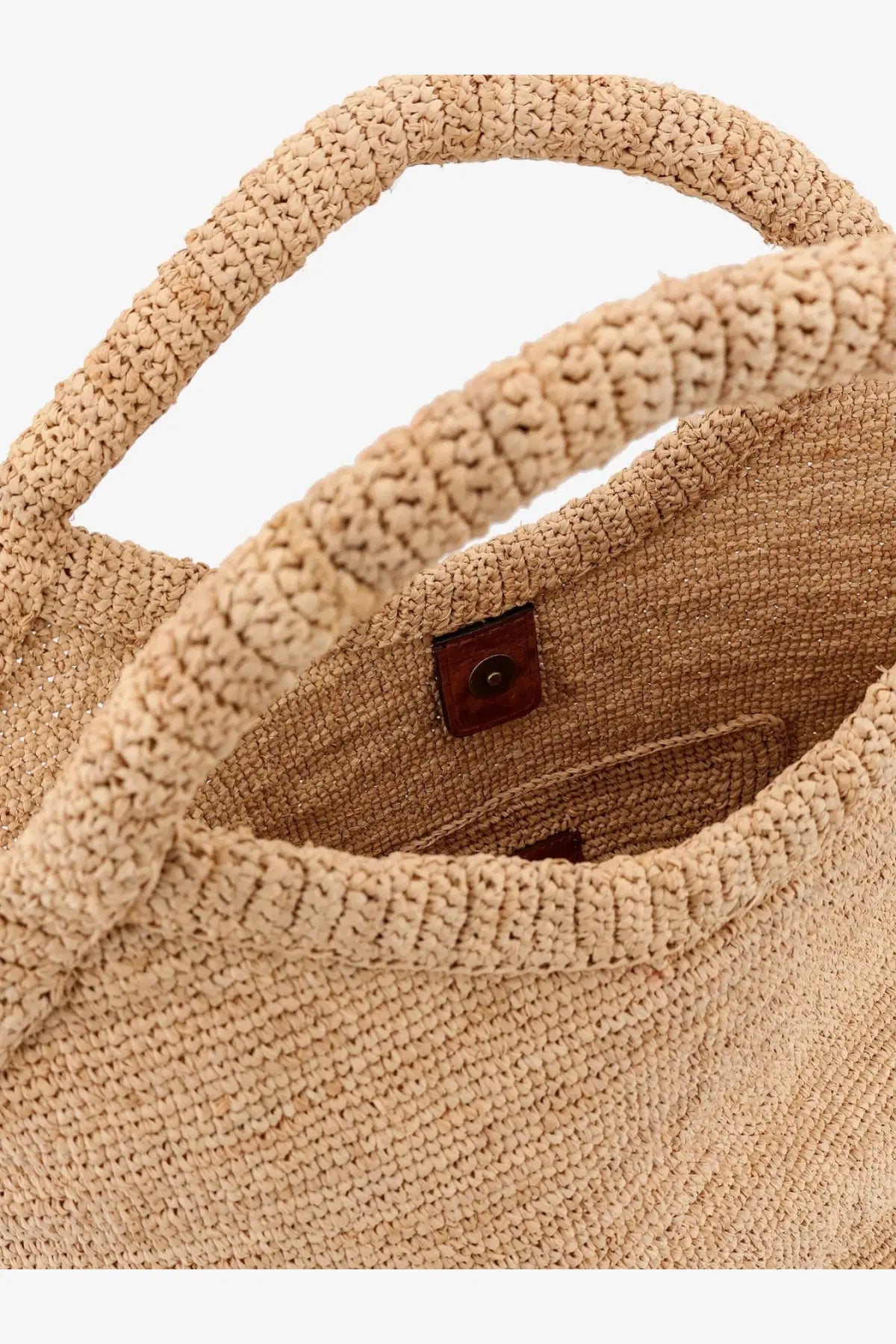 Ibeliv women’s pure raffia beige woven straw tote bag with sturdy handles and leather accent tag for shoulder use