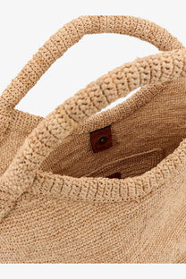 Ibeliv women’s pure raffia beige woven straw tote bag with sturdy handles and leather accent tag for shoulder use