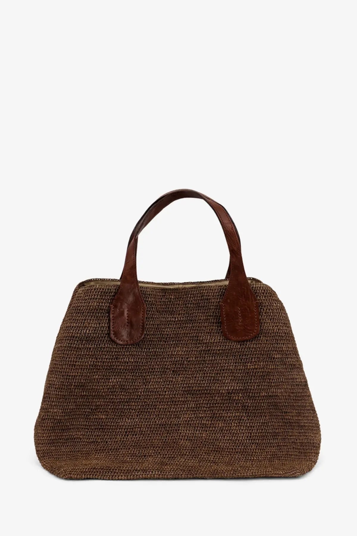 Brown woven straw tote bag with leather handles ibeliv women’s rio raffia shoulder bag darktea