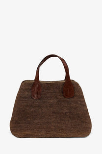 Brown woven straw tote bag with leather handles ibeliv women’s rio raffia shoulder bag darktea