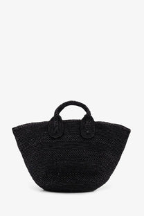 Ibeliv women’s Soma raffia crossbody black woven straw tote bag with sturdy handles for everyday use