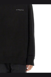 Black ih nom uh nit men’s oversized sweatshirt with subtle white embroidered logo on chest paris design